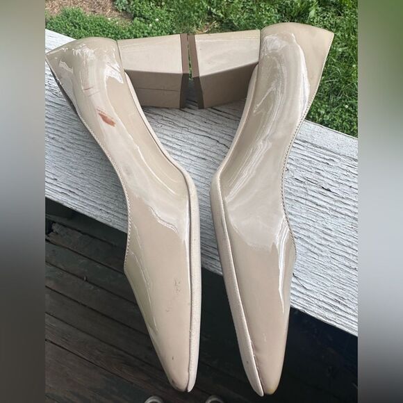Ron White Lizbeth Square Toe Patent Leather Block Heel Nude Size EU 38 / US 7.5 - Picture 3 of 11